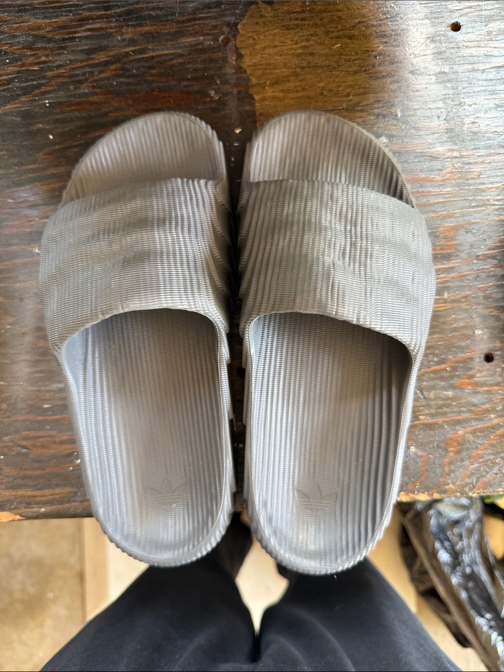 adidas Gray Slide Sandals